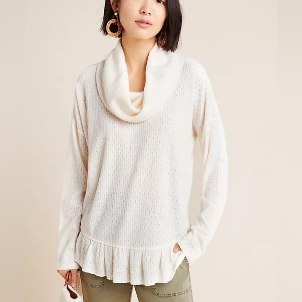 NWOT Anthropologie Ruffled Hacci Pullover